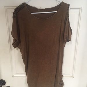 Cold shoulder studded top
